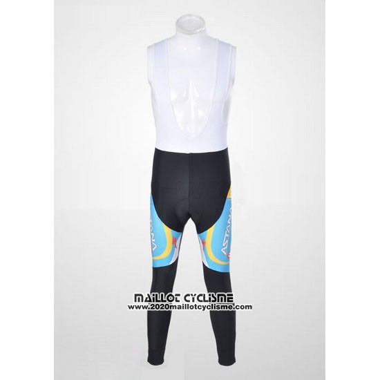 2012 Maillot Ciclismo Astana Bleu Clair et Noir Manches Longues et Cuissard